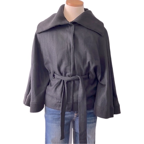 Free People 'Olmstead' Wool Belted Cape Coat, Black, Small - Picture 2 of 16